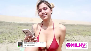 Ngực khủng trên bãi biển, ả dâm đãng thèm cặc tôi